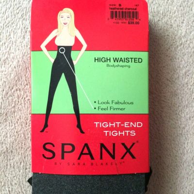 SPANX sz B Heathered Charcoal  High Waisted Body Shaping Tights  Style 167 NWT